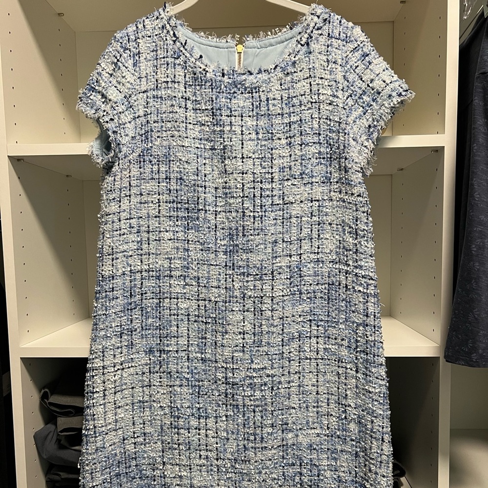 Sarah Campbell tweed A line mini dress hits mid thigh